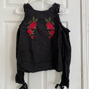Black Floral Embroidered top